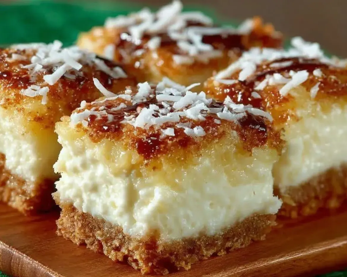 Delicious Hawaiian Cheesecake Bars topped with tropical fruits