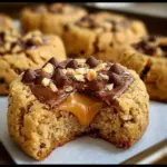Healthy peanut butter Greek yogurt cookies with soft centers