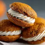 Healthy gluten-free pumpkin whoopie pies on a rustic table