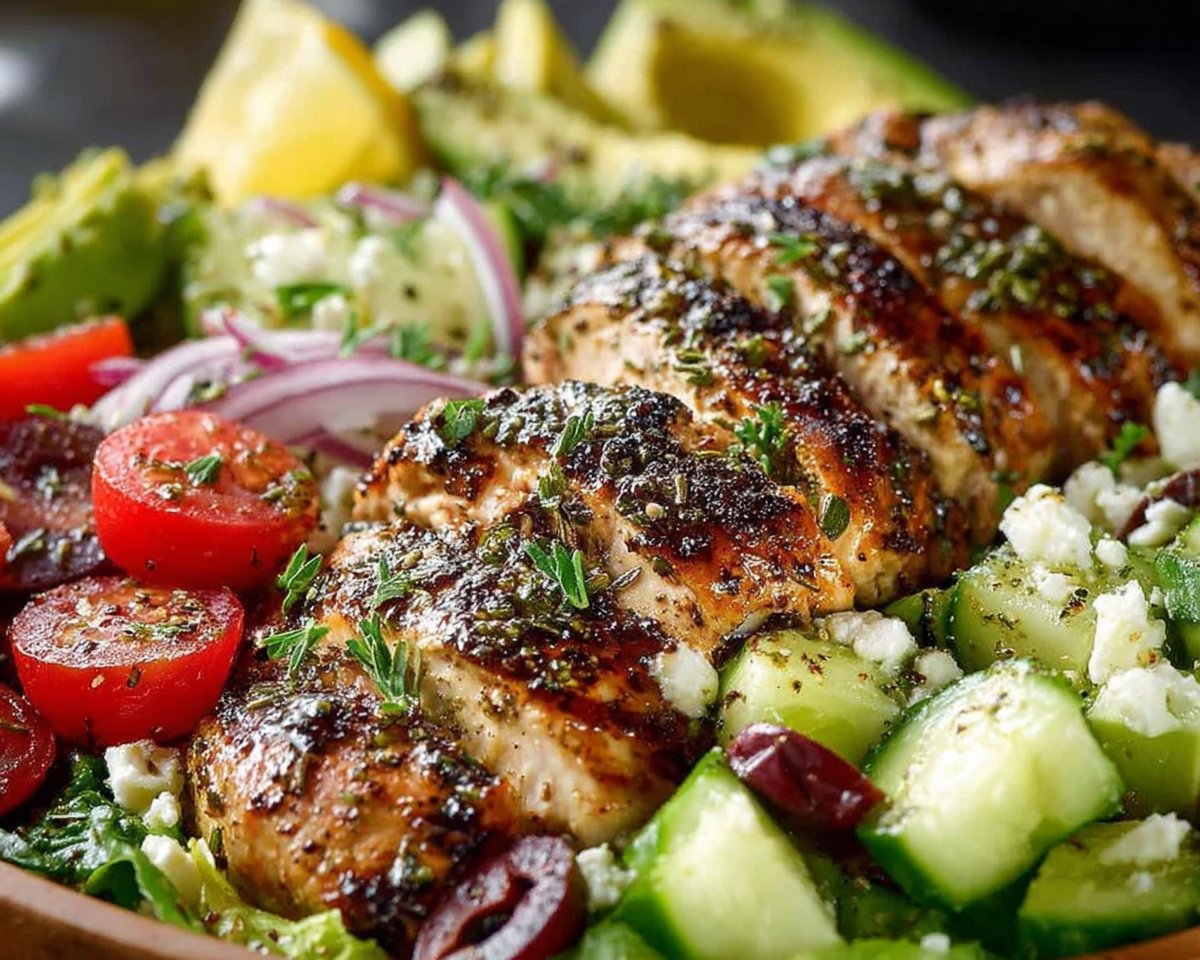 Loaded Greek Chicken Avocado Salad