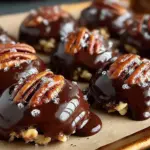 Delicious homemade chocolate turtles with caramel and nuts