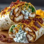 Delicious homemade bacon ranch chicken wraps on a plate