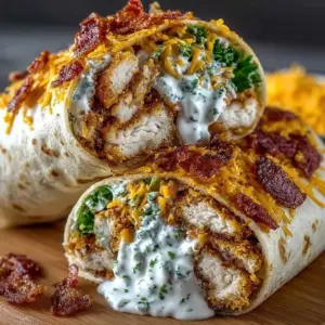Delicious homemade bacon ranch chicken wraps on a plate