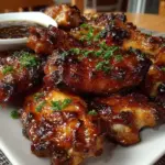 Delicious Honey Bourbon Chicken Wings garnished with green onions