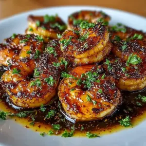 Honey Butter Shrimp with Old Bay seasoning served on a plate