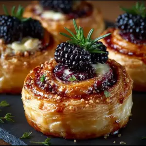 Honeyed Brie-Blackberry Puff Pastry Swirls fresh out of the oven