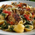 Delicious Italian Chicken Skillet served with herbs and vegetables