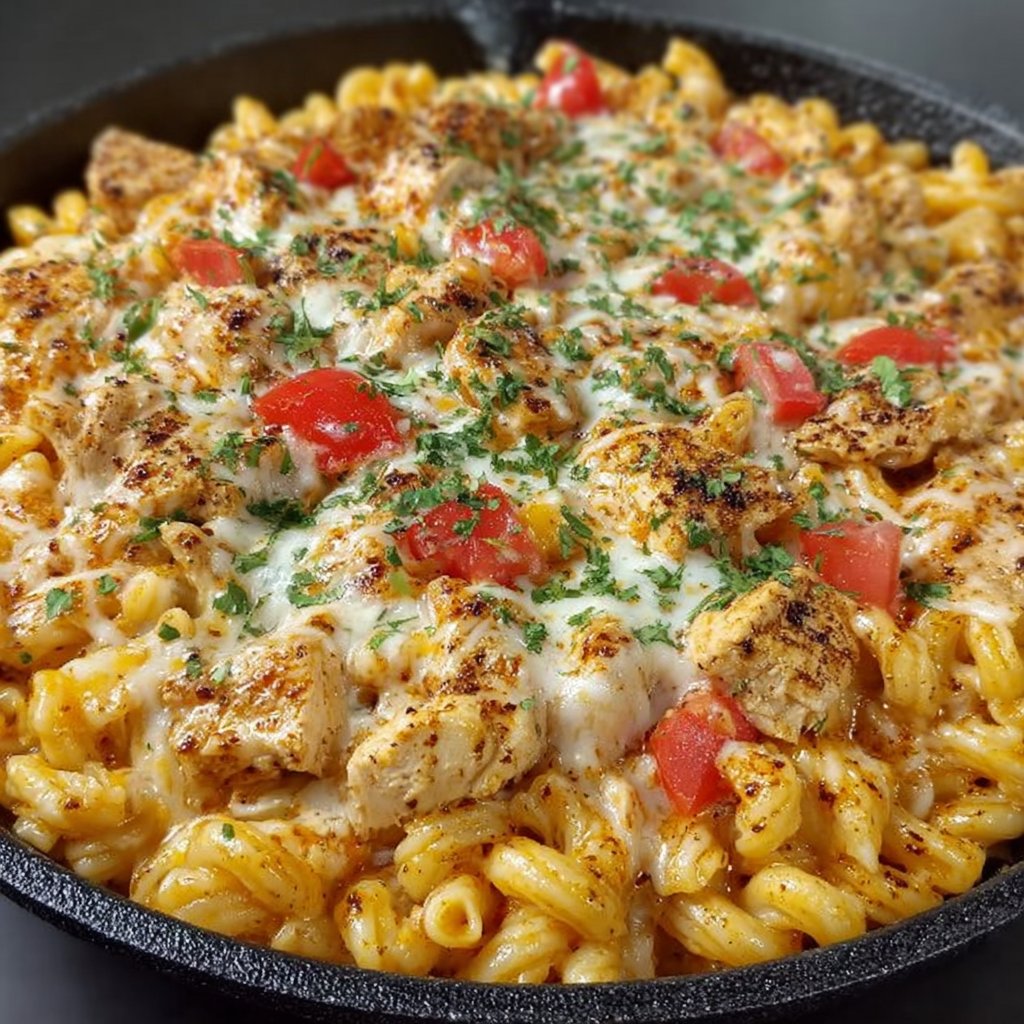 Cheesy Chicken Taco Pasta Skillet