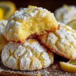 Freshly baked lemon crinkle cookies dusted with powdered sugar