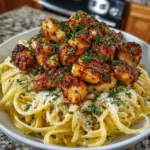Lemon Garlic Butter Chicken with Parmesan Linguine on a plate