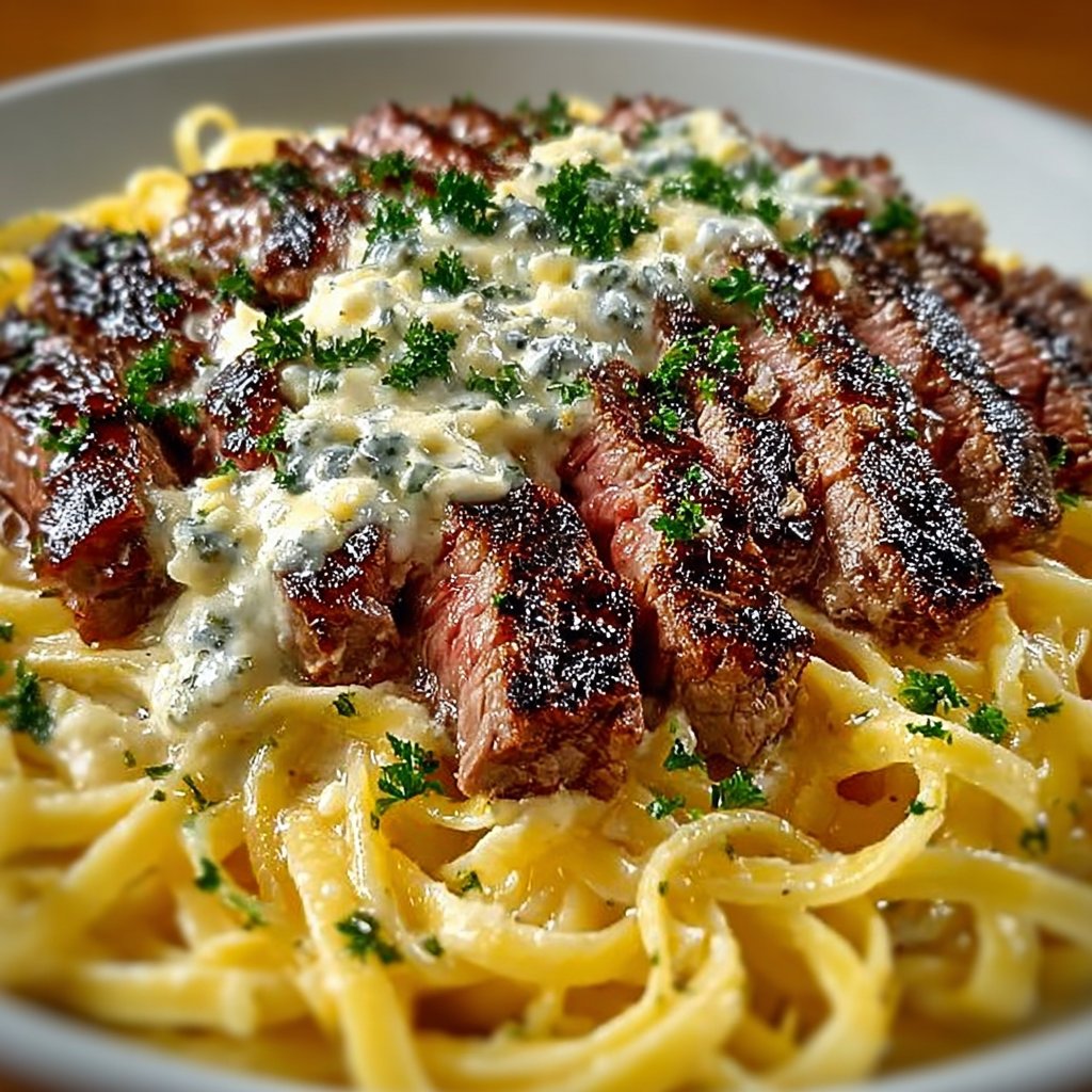 Decadent Pasta: Steak in Gorgonzola Alfredo Sauce