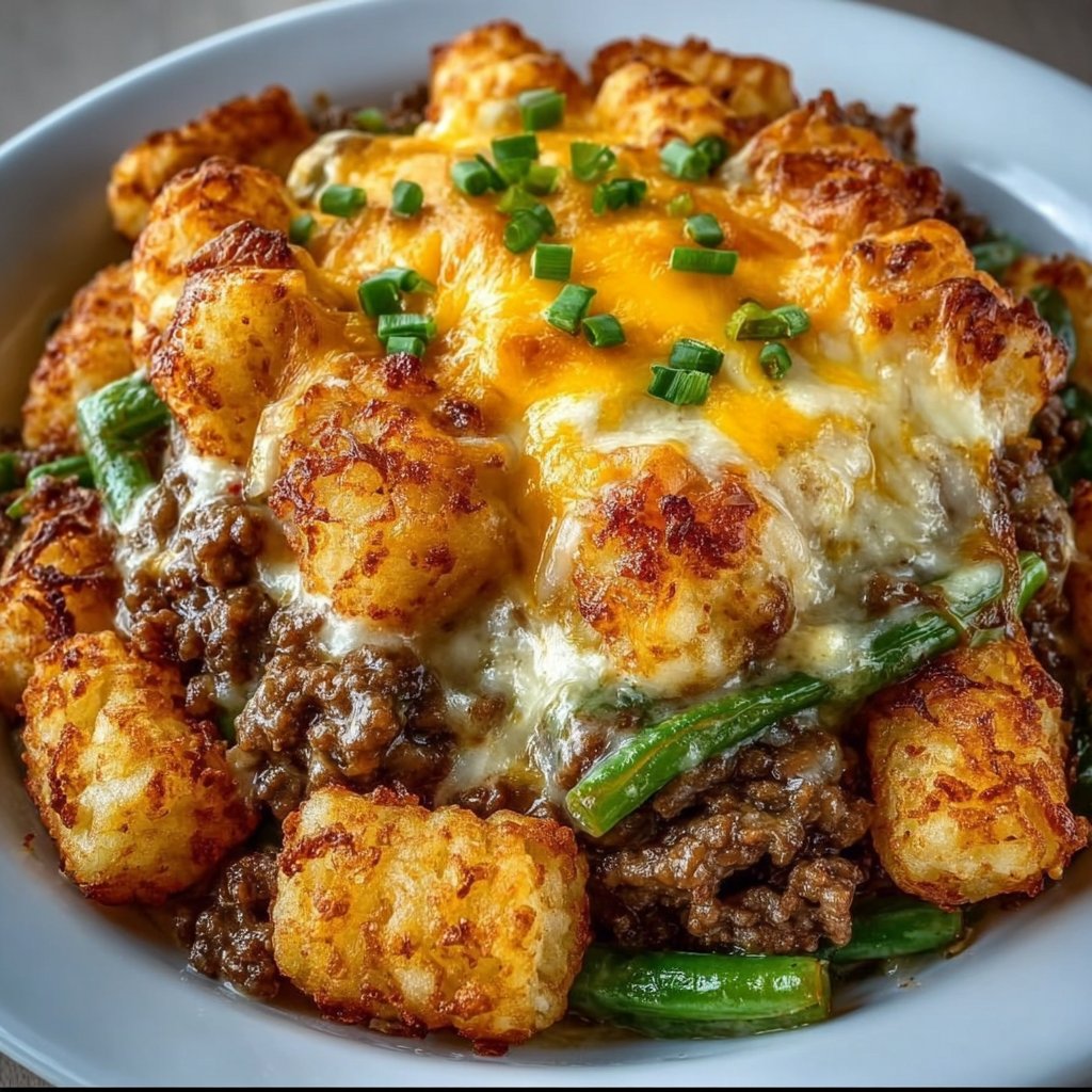 Tater Tot Hamburger Green Bean Casserole