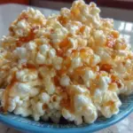 Delicious marshmallow caramel popcorn in a bowl, perfect for snacking.