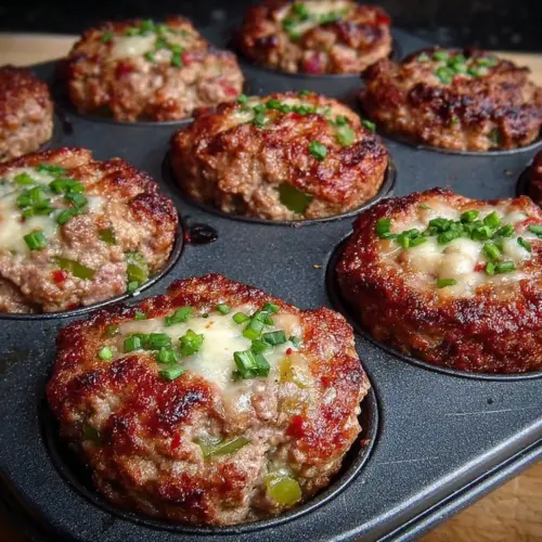 Delicious Meatloaf Muffins served on a plate with fresh herbs.