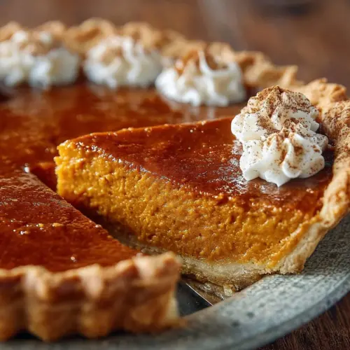 Delicious Mom's Sweet Potato Pie served on a plate with a fork
