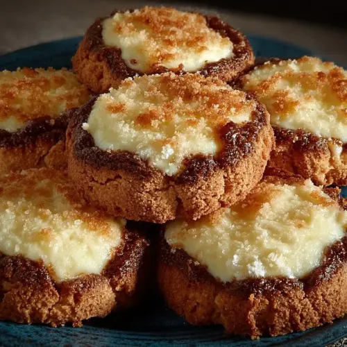 Delicious New York cheesecake cookies on a wooden plate