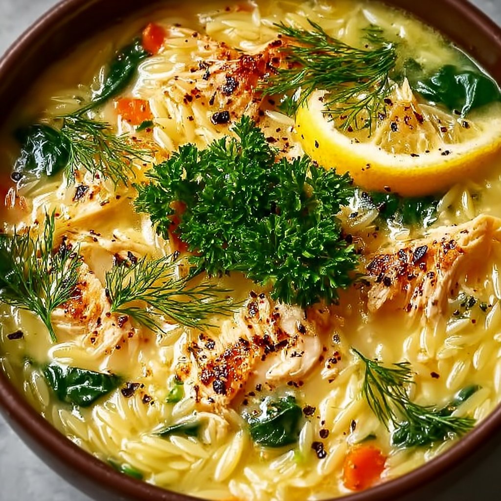 Luscious Lemon Chicken Orzo Soup
