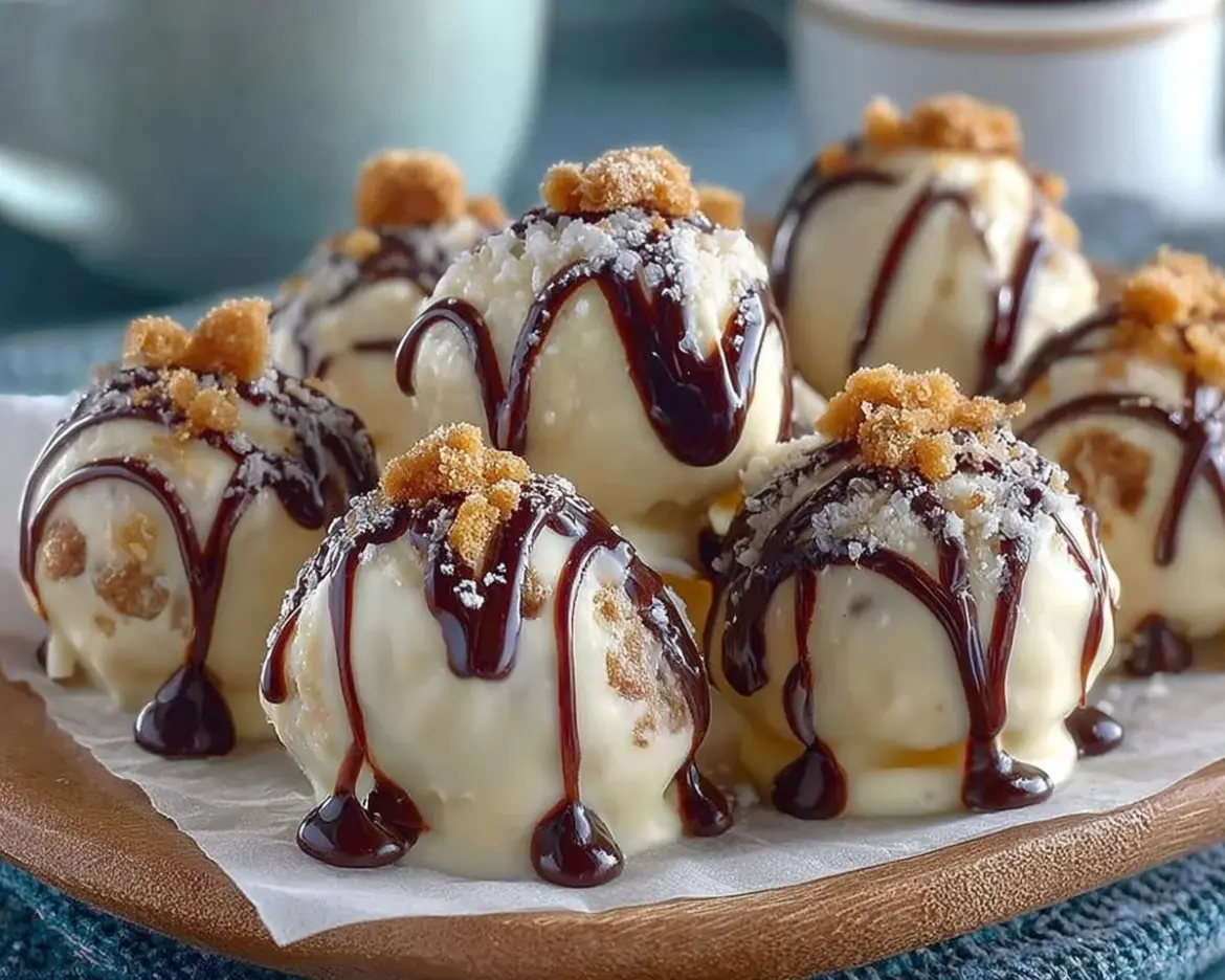 No-Bake Baileys Cheesecake Balls ready to serve, delicious dessert idea.