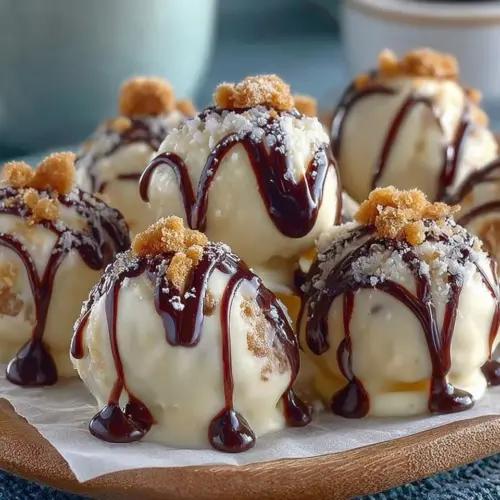 No-Bake Baileys Cheesecake Balls ready to serve, delicious dessert idea.