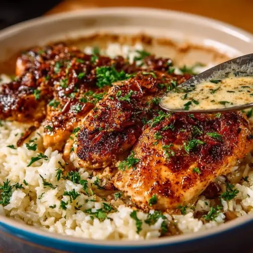 Delicious No Peek Chicken dish served with vegetables and herbs