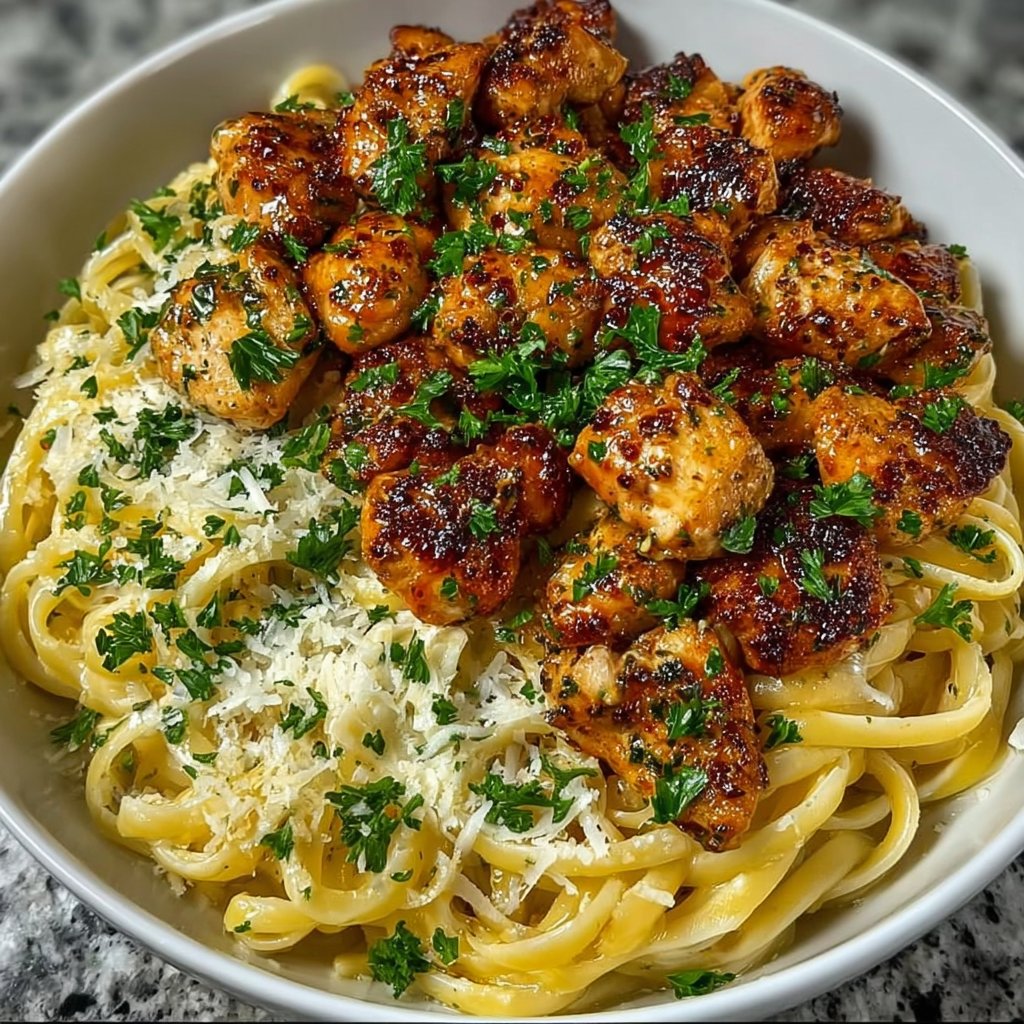 Lemon Garlic Butter Chicken with Parmesan Linguine