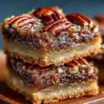 Delicious pecan pie bars topped with crunchy pecans and a sweet filling.