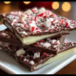 Delicious peppermint bark layered with chocolate and crushed peppermint candies