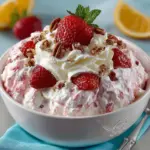 Phyllis's Strawberry Cotton Candy Salad with fresh strawberries and cotton candy.