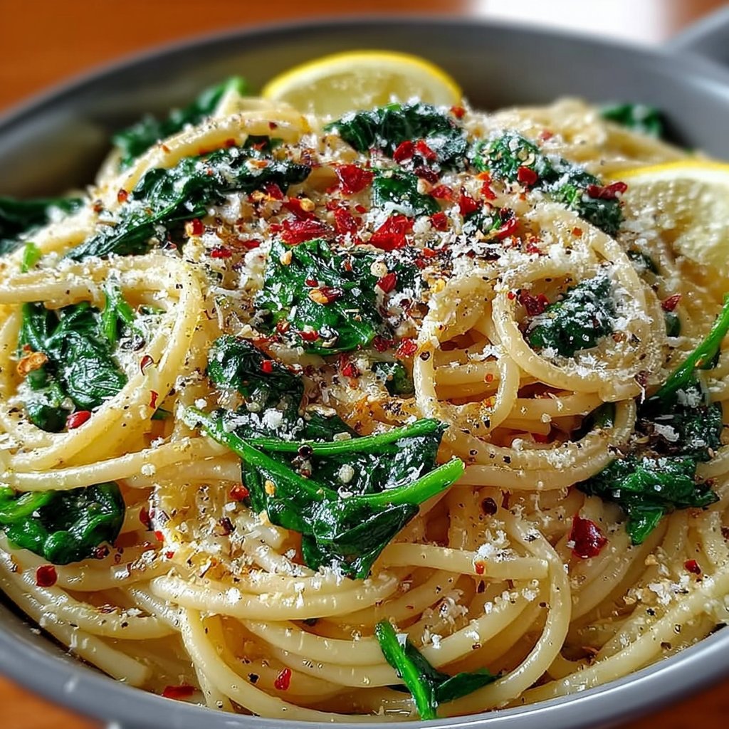 Spaghetti with Garlic & Spinach