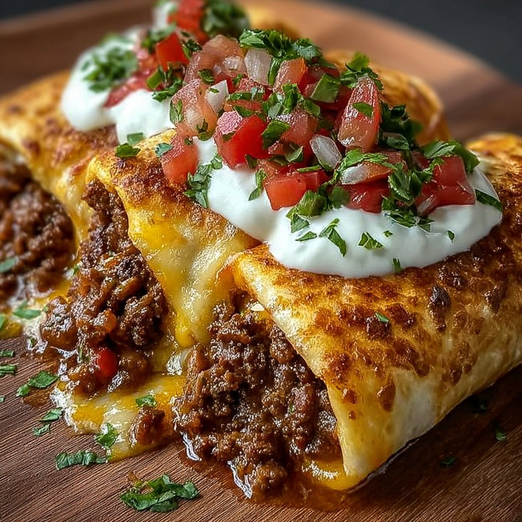 Crispy Beef & Cheesy Chimichangas