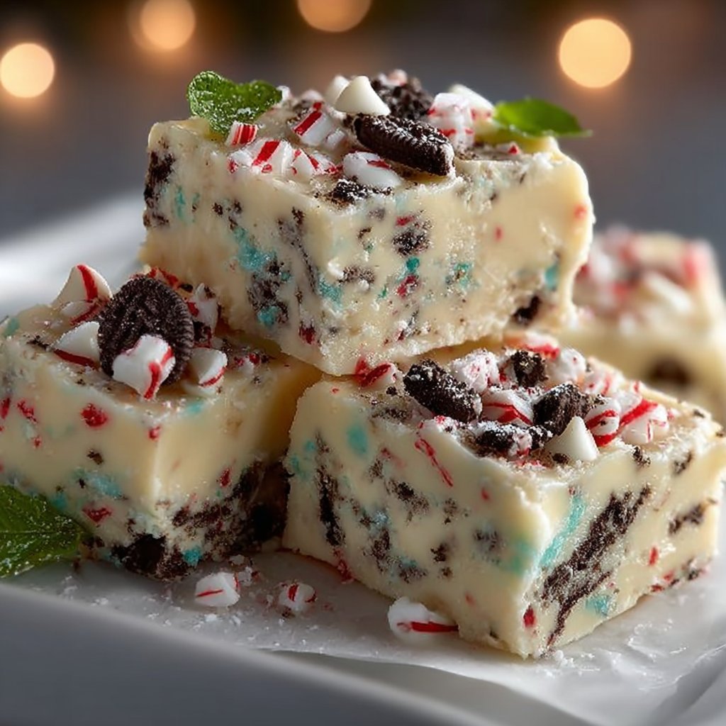 Festive Mint Oreo White Chocolate Fudge