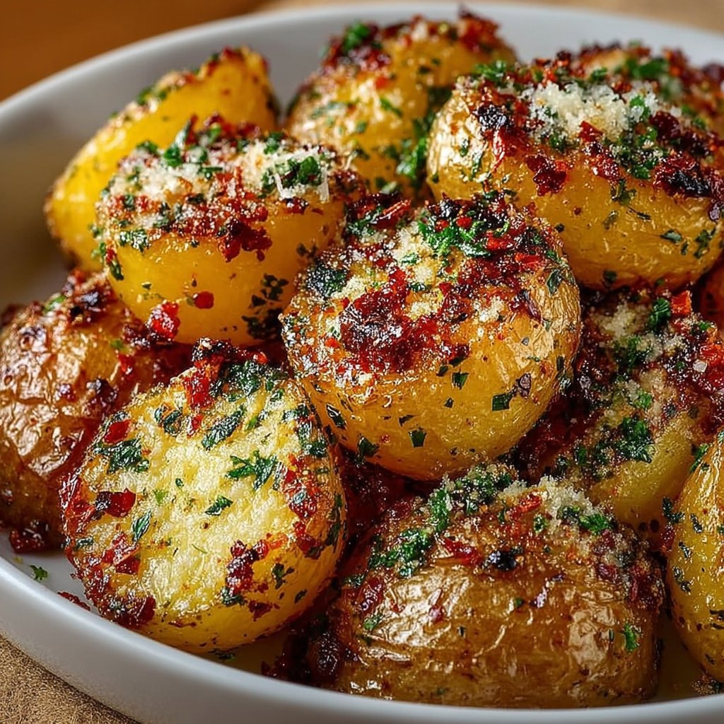 Roasted Garlic Butter Parmesan Potatoes