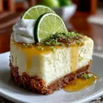 Delicious slice of refreshing lime mousse cheesecake topped with zest