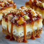 Delicious Salted Caramel Apple Dream Bars topped with drizzled caramel