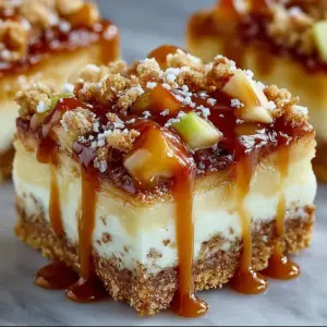 Delicious Salted Caramel Apple Dream Bars topped with drizzled caramel