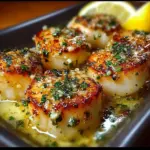 Delicious garlic butter scallops served on a plate