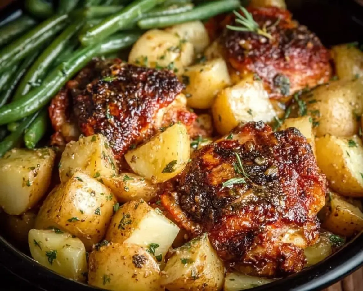 Delicious slow cooker full chicken dinner with vegetables