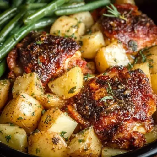 Delicious slow cooker full chicken dinner with vegetables