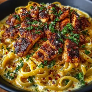 Smoky Cajun Chicken Linguine in Butter Cream Sauce
