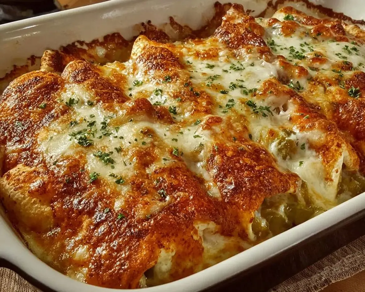 Delicious supreme sour cream chicken enchiladas served on a plate