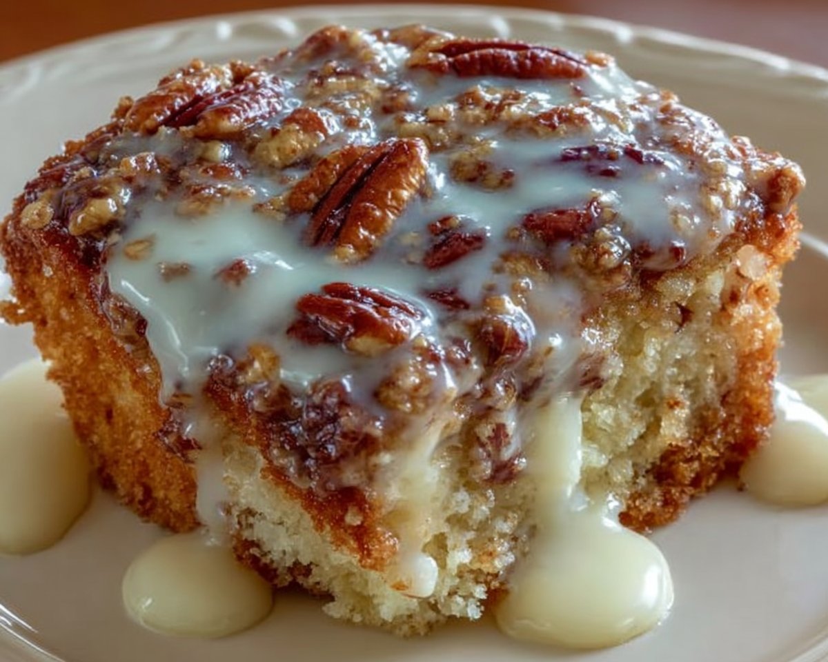 Butter Pecan Praline Poke Cake