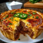 Zesty Jalapeno & Cheese Beef Pie made with leftover brisket