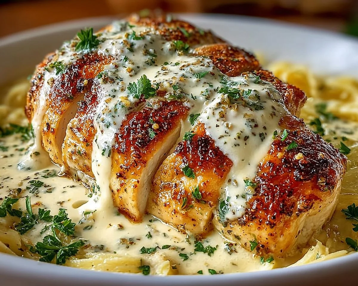 Baked Caesar Chicken with a Creamy Parmesan Sauce