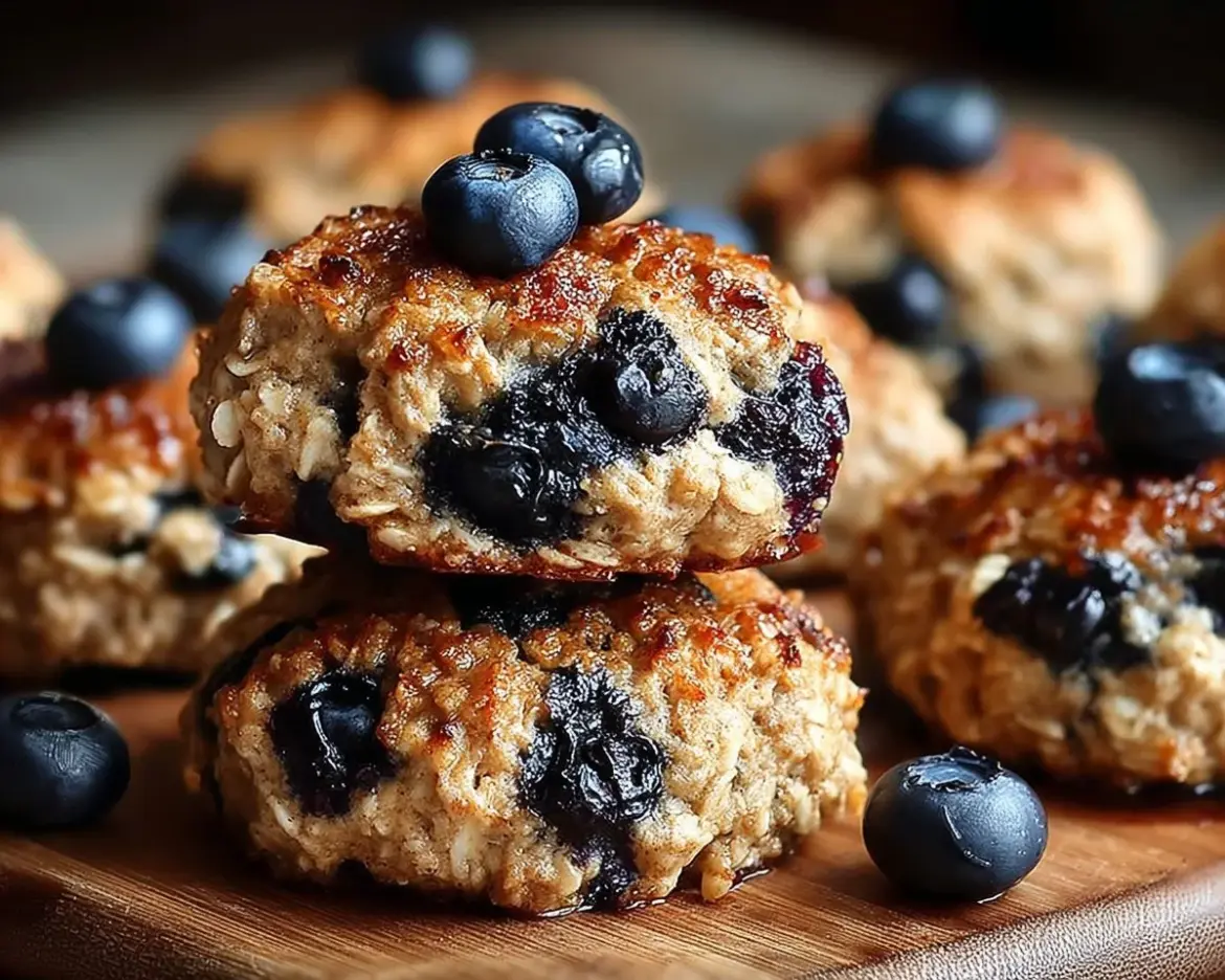 Freshly baked banana blueberry cookies on a plate