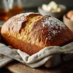 Slice of delicious homemade gluten-free bread on a wooden cutting board
