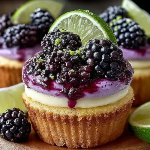 Delicious Blackberry Lime Cheesecake Cupcakes with vibrant toppings