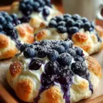 Blueberry fluffy cottage cheese cloud bread with berries on top