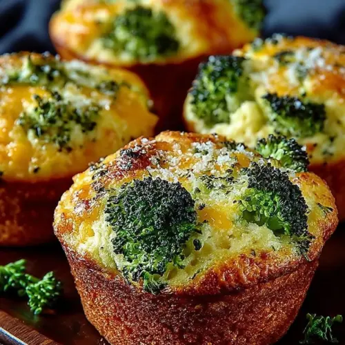 Freshly baked broccoli cheddar muffins on a cooling rack