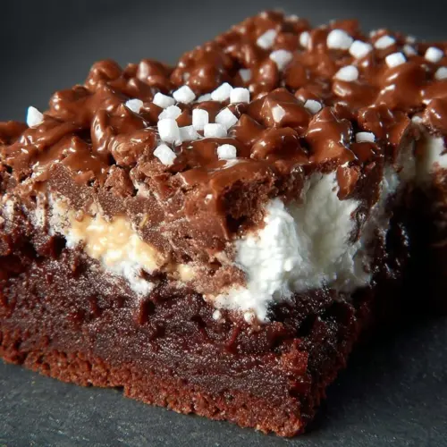 Delicious homemade Brownie Bomb Bars stacked with chocolate goodness.