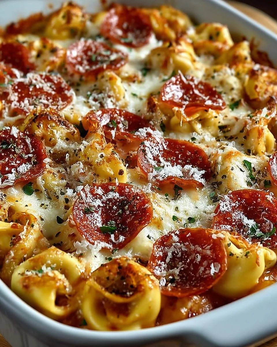 Cheese Tortellini Pepperoni Pizza Casserole